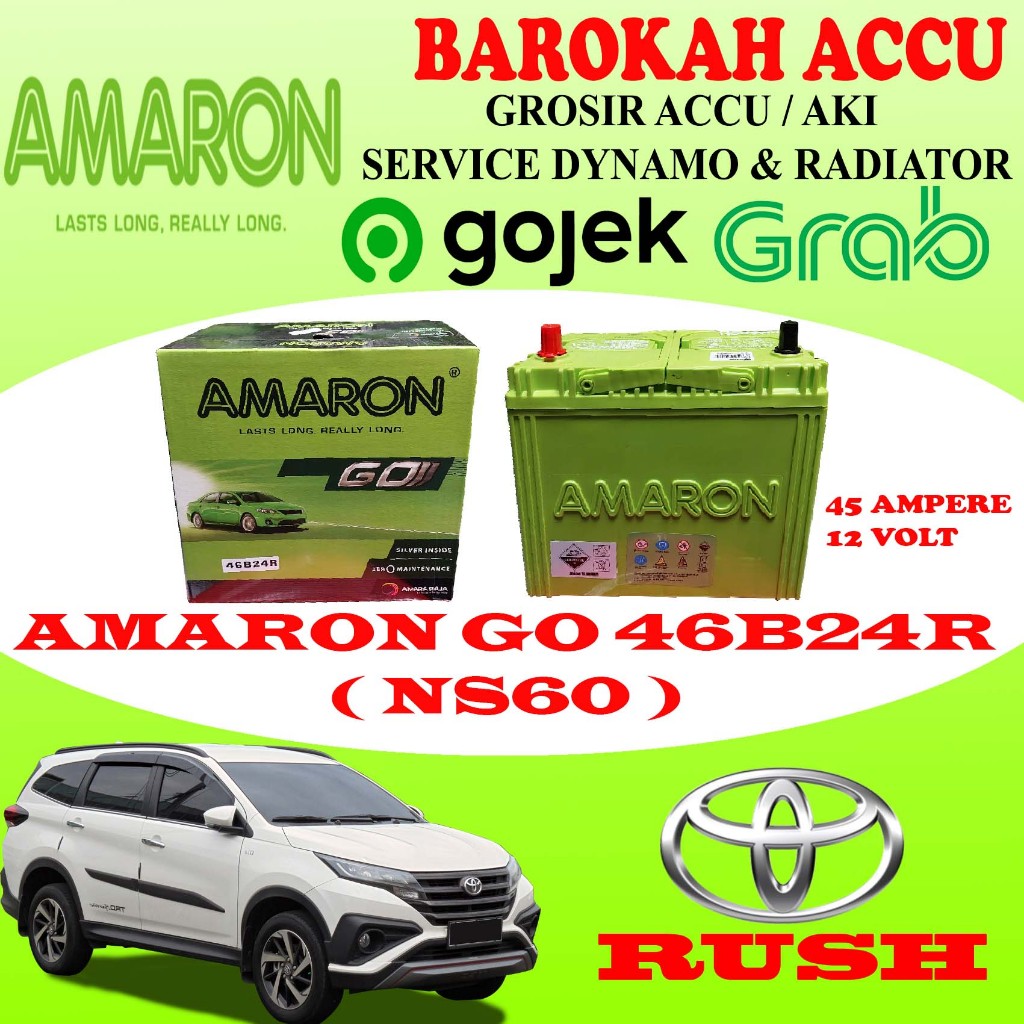 Jual AKI MOBIL TOYOTA RUSH AMARON GO 46B24R / NS60 , 45 AH | Shopee