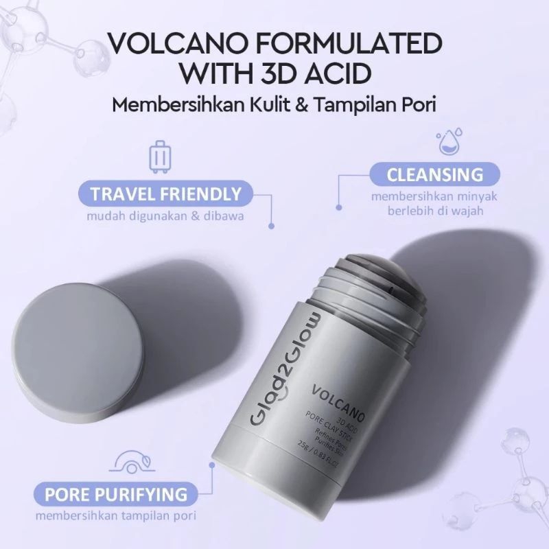 Jual Glad2Glow Volcano Salicylic Acid Acne Control Clay Mask Stick ...