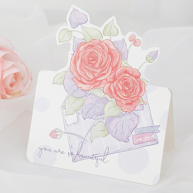 Jual Kartu bentuk flower bunga / kartu ucapan love best wishes | Shopee ...