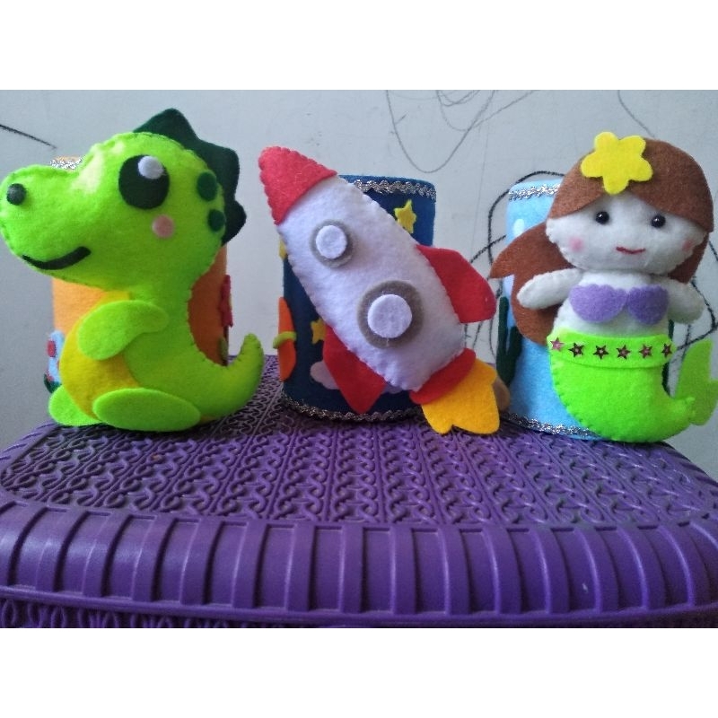 Jual prakarya tempat pensil/tempat pensil flanel/ tempat pensil hias