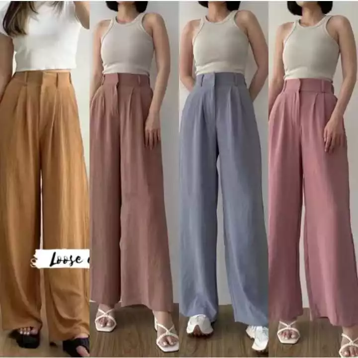 Celana Kulot Crinkle Highwaist Jumbo Wanita