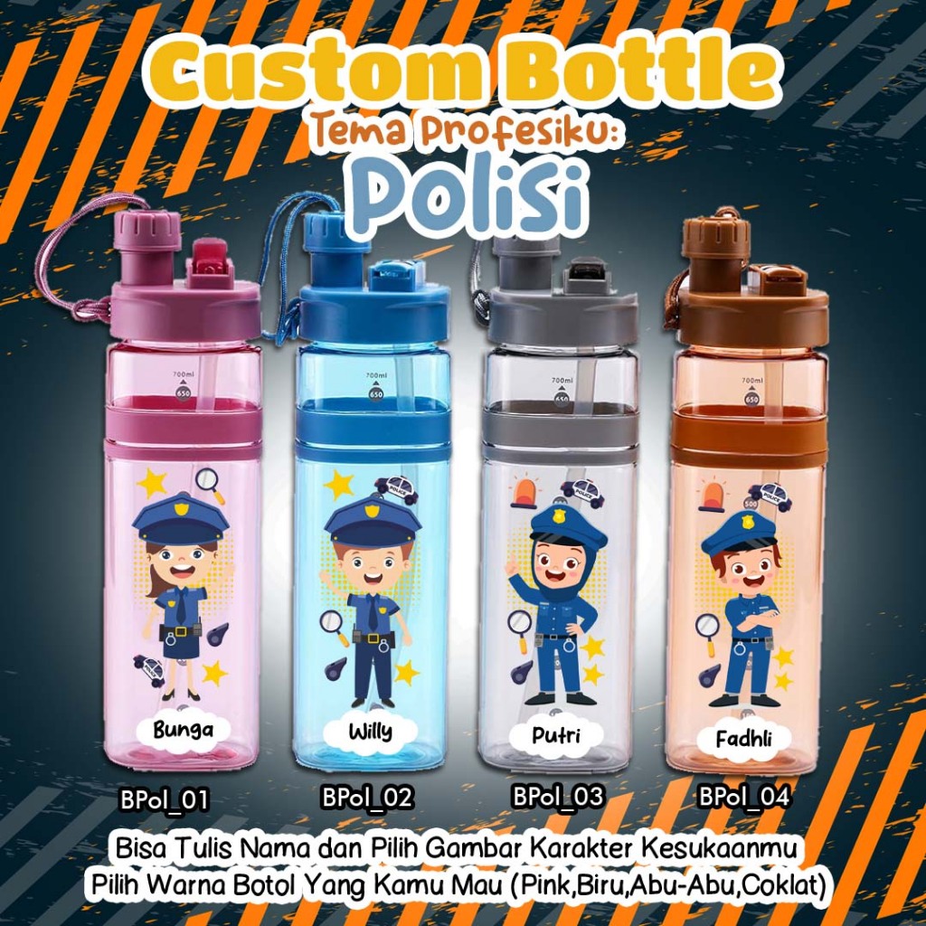 Jual BOTOL MINUM CUSTOM 2 IN 1 DESAIN KARTUN KARAKTER PROFESI CITA-CITA ...