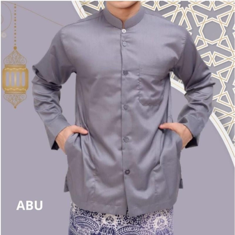 (TERLARIS) Baju Muslim Koko Habib Haibah Polos Saku samping Model AMMU AMU