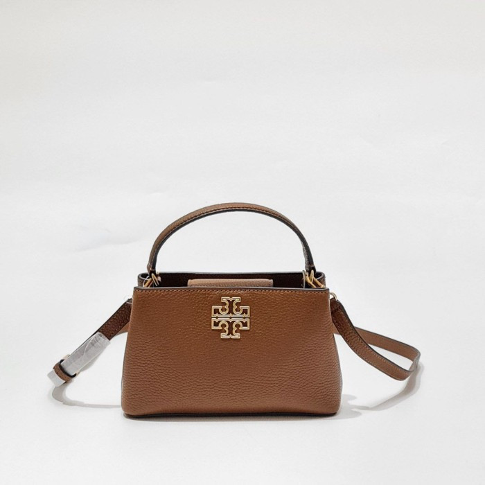Jual Tory Burch Britten Micro Pebble Leather Satchel - Cokelat | Shopee ...