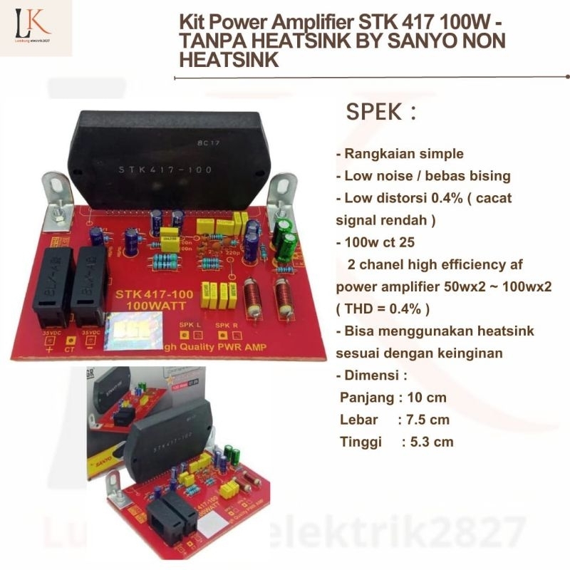 Jual Kit Power Amplifier STK 417 100W - TANPA HEATSINK BY SANYO NON