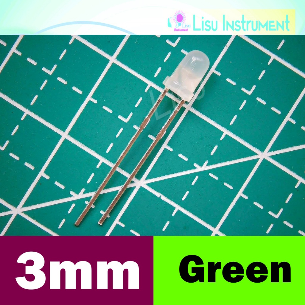 Jual Green 3mm Diffused LED DIP D=3mm Light Emitting Diode Hijau ...