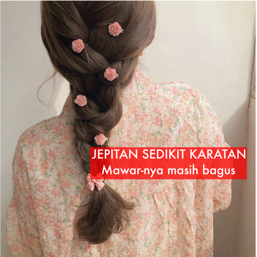 Jual Jepit Rambut Pink Soft Wanita ala Korea Style bentuk mawar love ...