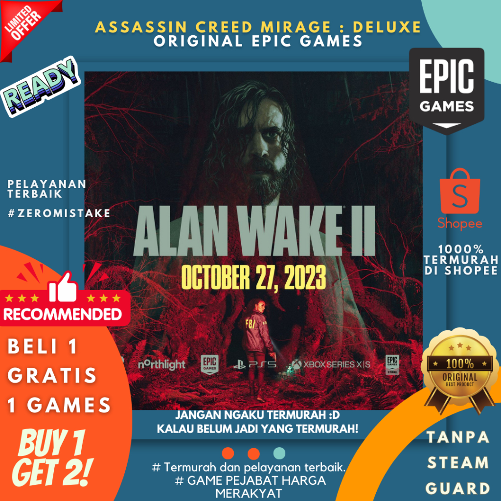 Jual ALAN WAKE 2 DELUXE EDITION FULL DLC ORIGINAL PC EPIC GAMES TERMURAH DI SHOPEE! Shopee