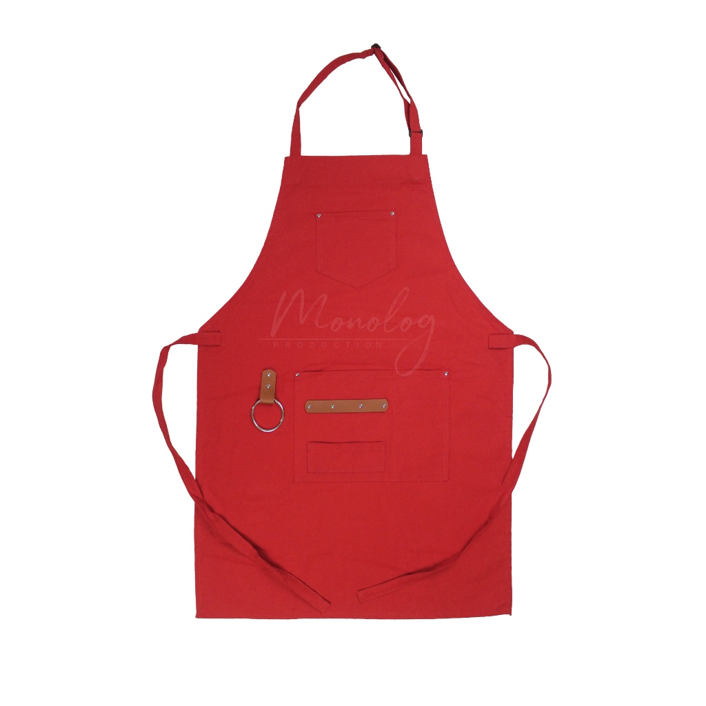 Jual Monolog Apron Custom Barista Bartender Celemek Tali Leher Canvas