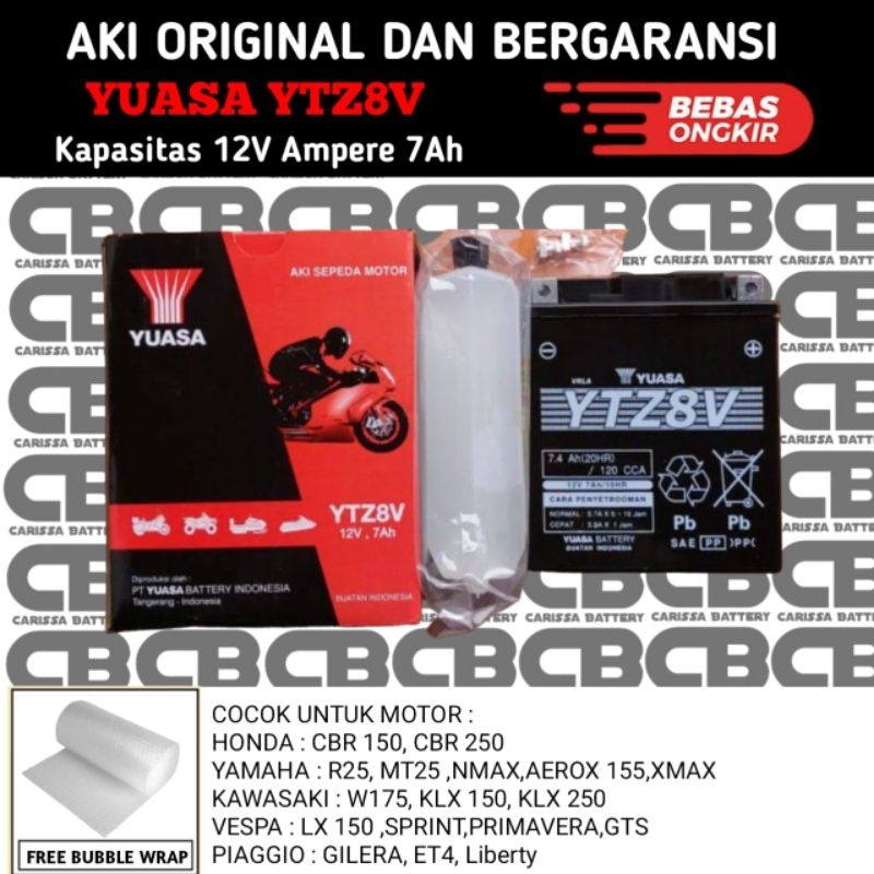 Jual AKI KAWASAKI W175 KLX150 KLX250 PIAGIO GILERA ET4 LIBERTY YTZ8V