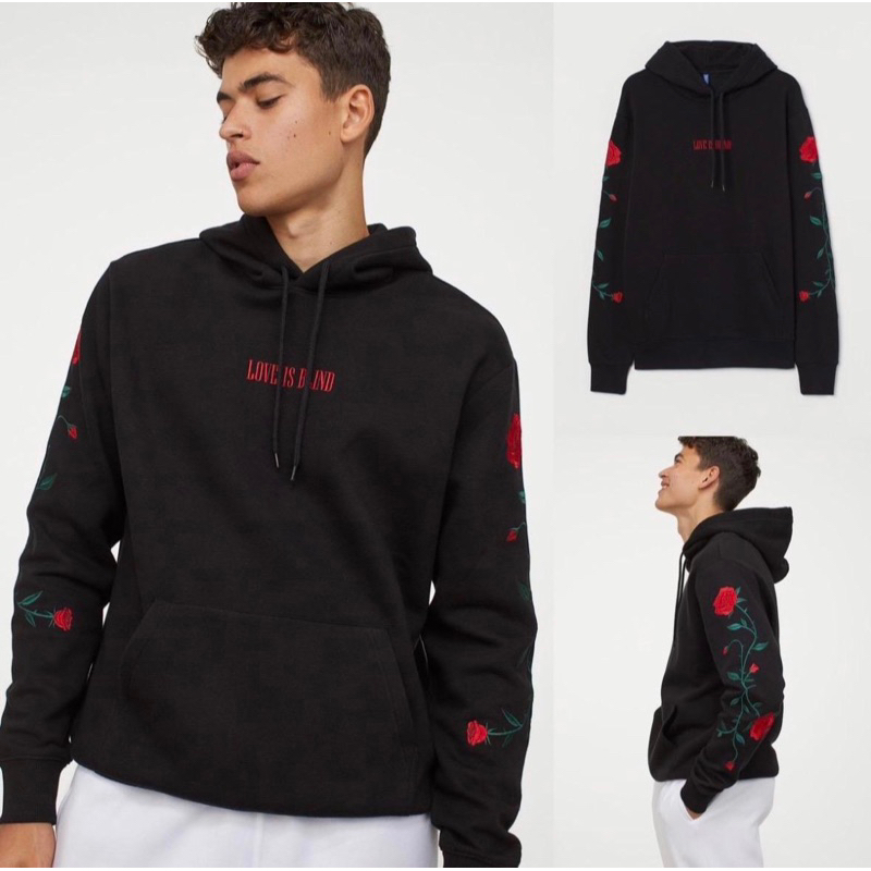Jual Love Is Blind Hoodie Bordir HM Shopee Indonesia