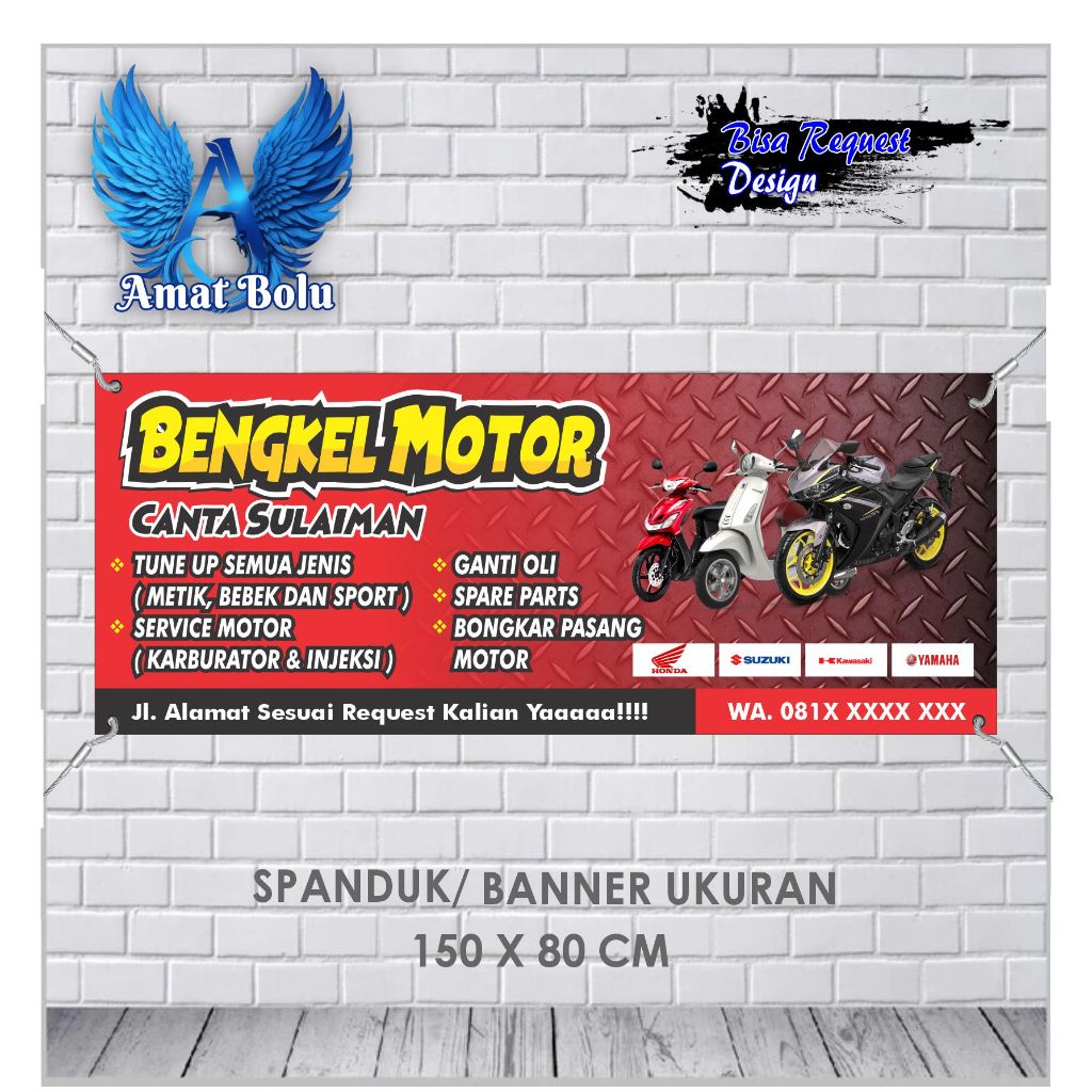 Jual BANNER MMT SPANDUK BENGKEL MOTOR UKURAN 150X80 BISA REQUEST ...