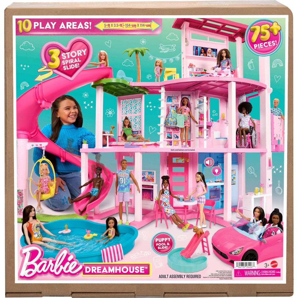 Jual Barbie Dreamhouse 2023 Pool Party Doll House With 75 Pieces And 3 Story Slide Barbie