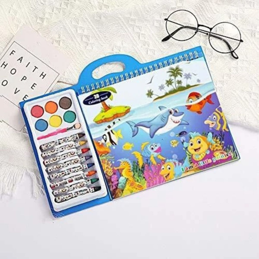 Jual 3D Coloring Book Perlengkapan Buku Mewarnai Set crayon Gambar ...