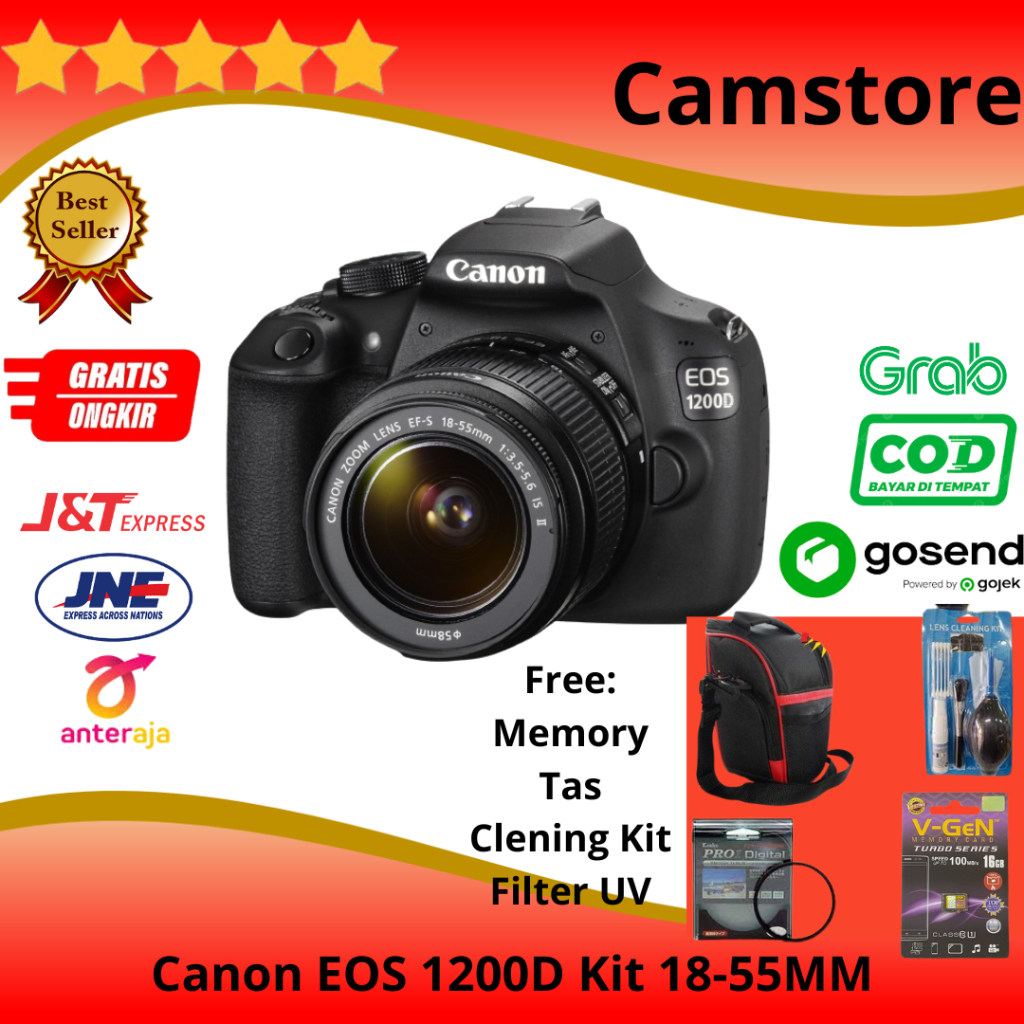 Jual CANON EOS 1200D KIT 18-55MM / CANON 1200D / EOS 1200D | Shopee ...