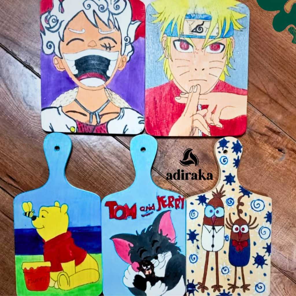 Jual Lukisan Kayu Custom ANIME dan KARTUN di atas Talenan (Karya