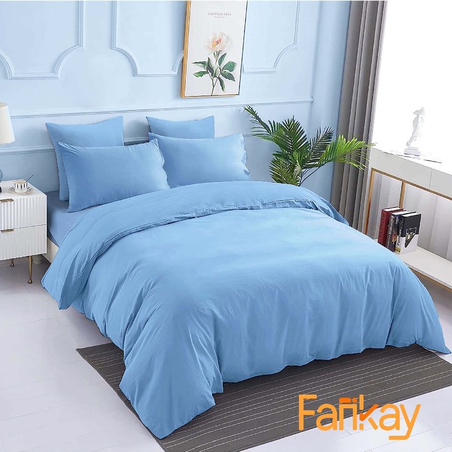 Jual Bed Cover Set Sprei Polos Pastel Blue - Ukuran Lengkap 90x200 ...