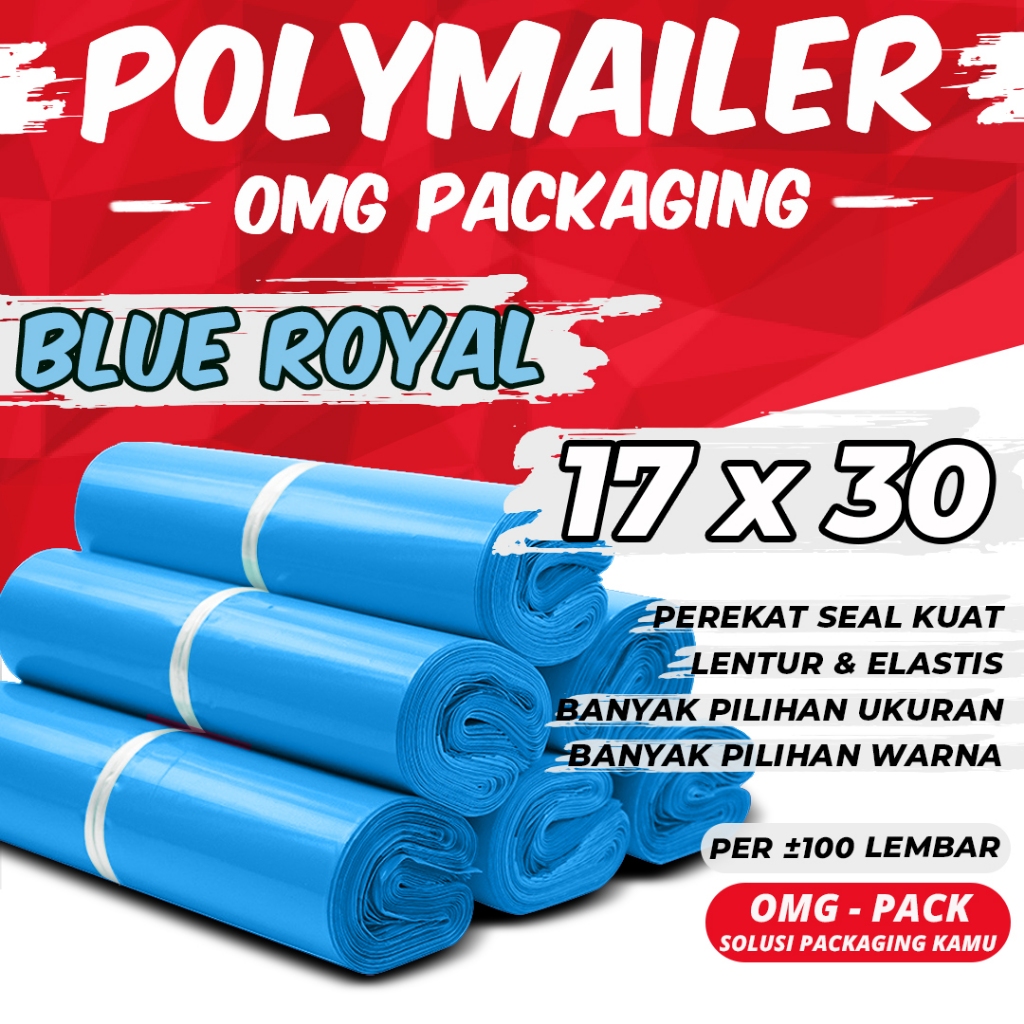 Jual Plastik Polymailer 17x30 Biru Premium Tebal Lem Kantong Amplop Polimailer Warna Bubble 5130