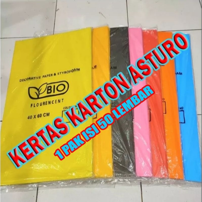 Jual 1 Pak Kertas Karton Asturo Warna Warni Isi 50 Lembar Packing