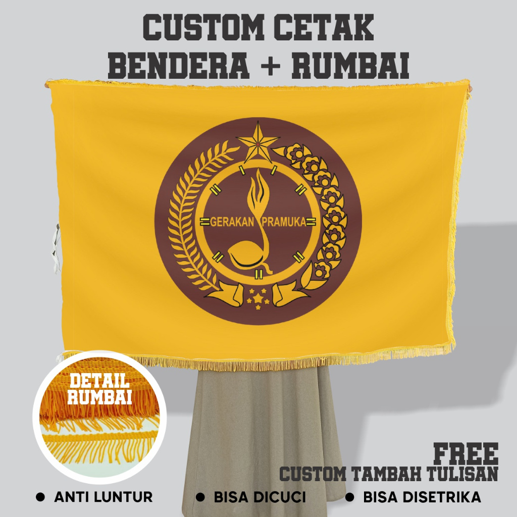 Jual bendera gerakan pramuka tunas kelapa bolak balik 2 sisi plus renda ...