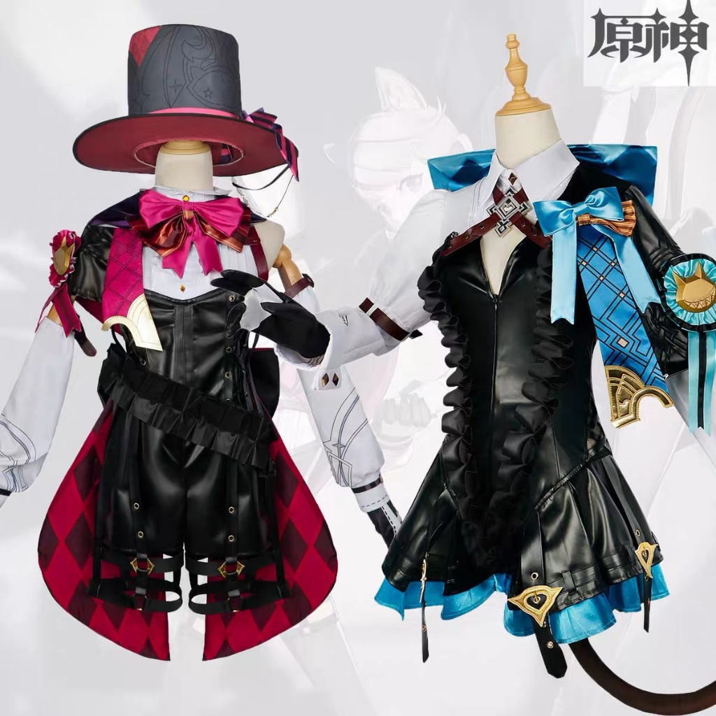 Jual Genshin Impact Cosplay Lyney Costume Kawaii Lynette Magician Leather Uniform Dress Short 3255