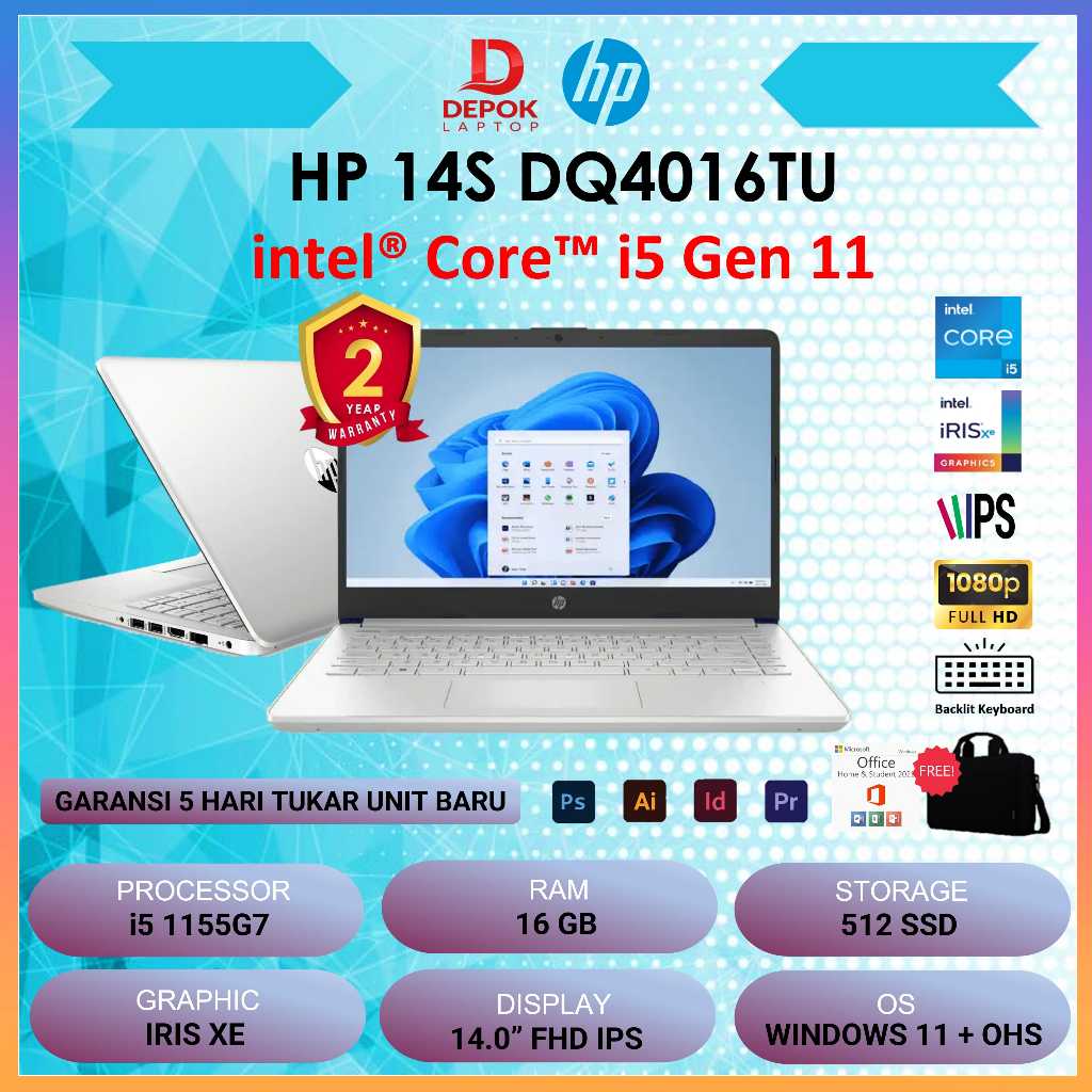 Jual Hp 14 Dq4016tu Dq4028tu Dq4029tu I5 1155g7 16gb 512ssd Windows 11ohs 140fhd Ips 2978