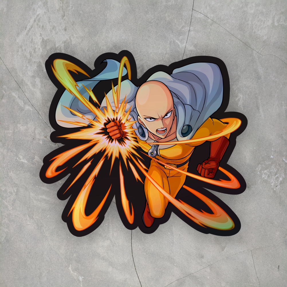Jual Sticker Anime Hologram One Punch Man ukuran +- 5,6 cm sticker case ...