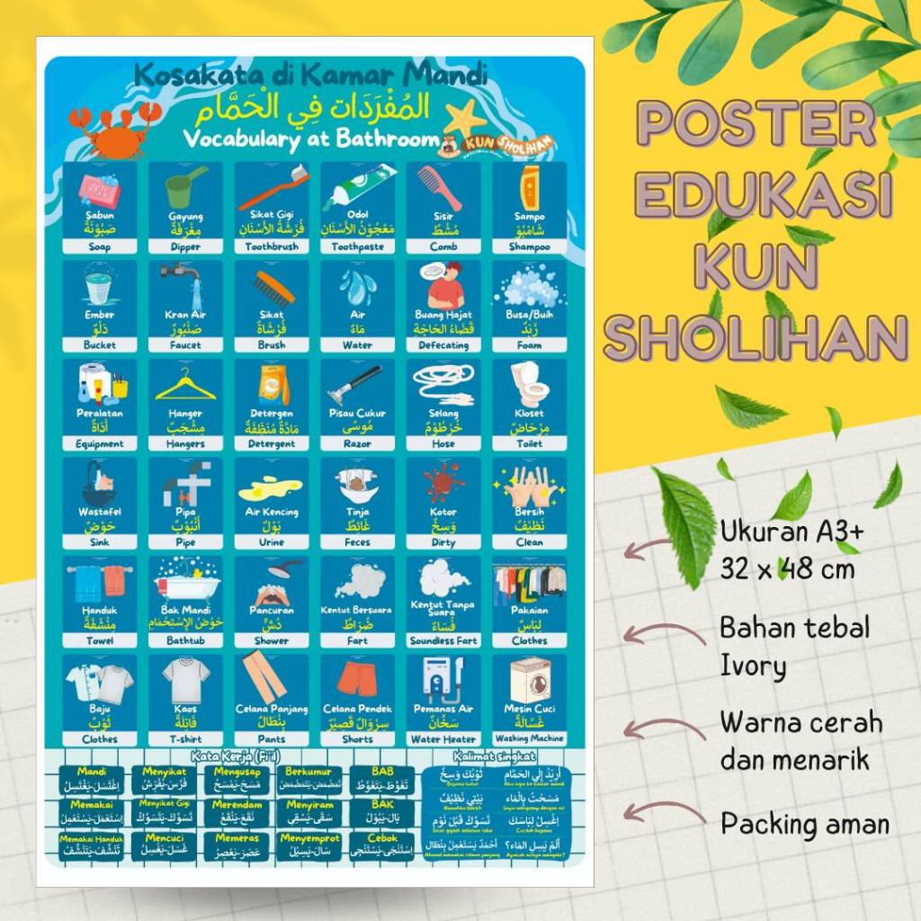 Jual Poster Kosakata Di Kamar Mandi | Shopee Indonesia