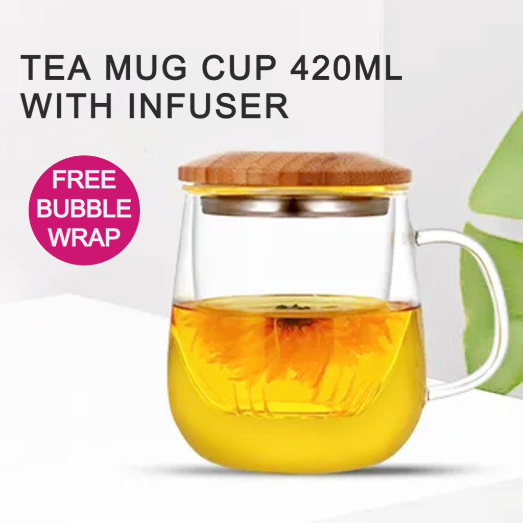 Jual Free Box Gelas Cangkir Teh Tea Kopi Cup Mug Aesthetic Kaca Tahan Panas With Infuser 5804