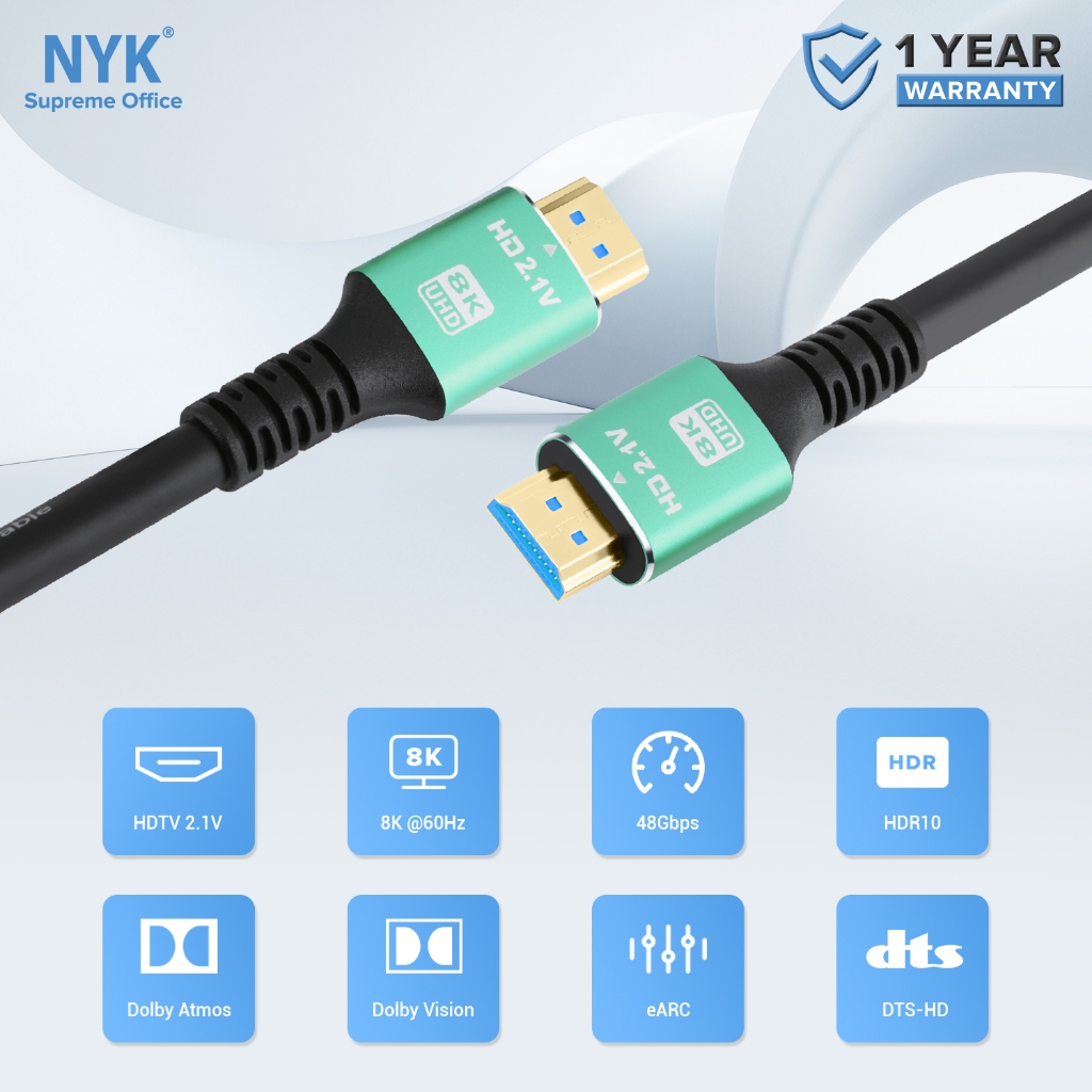 NYK Kabel HDMI to HDMI 2.1 Support 8K Ultra HD 3 Meter COD (5)
