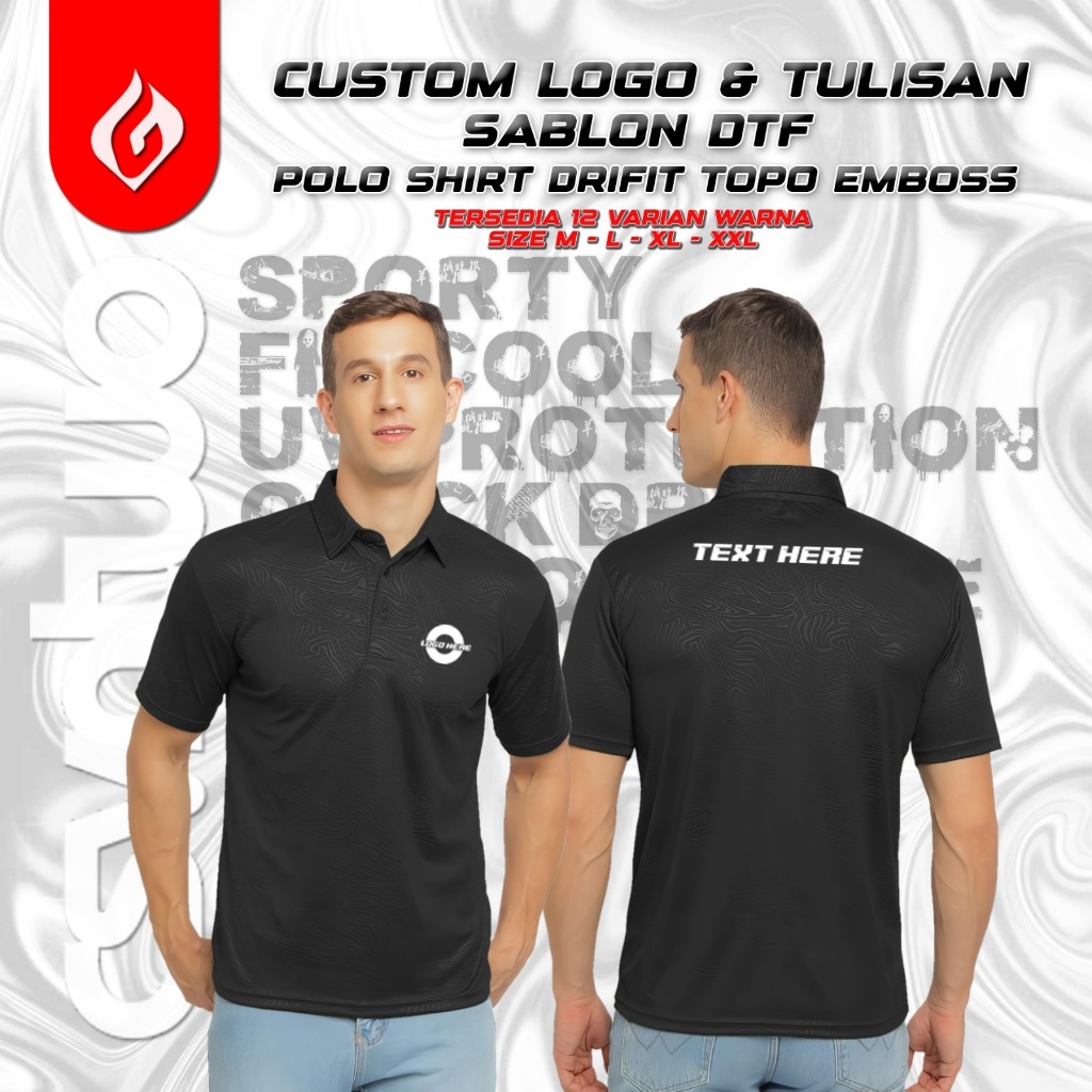 Jual Kaos Polo Dryfit Embos Custom Logo Tulisan / Kaos Polos motif ...
