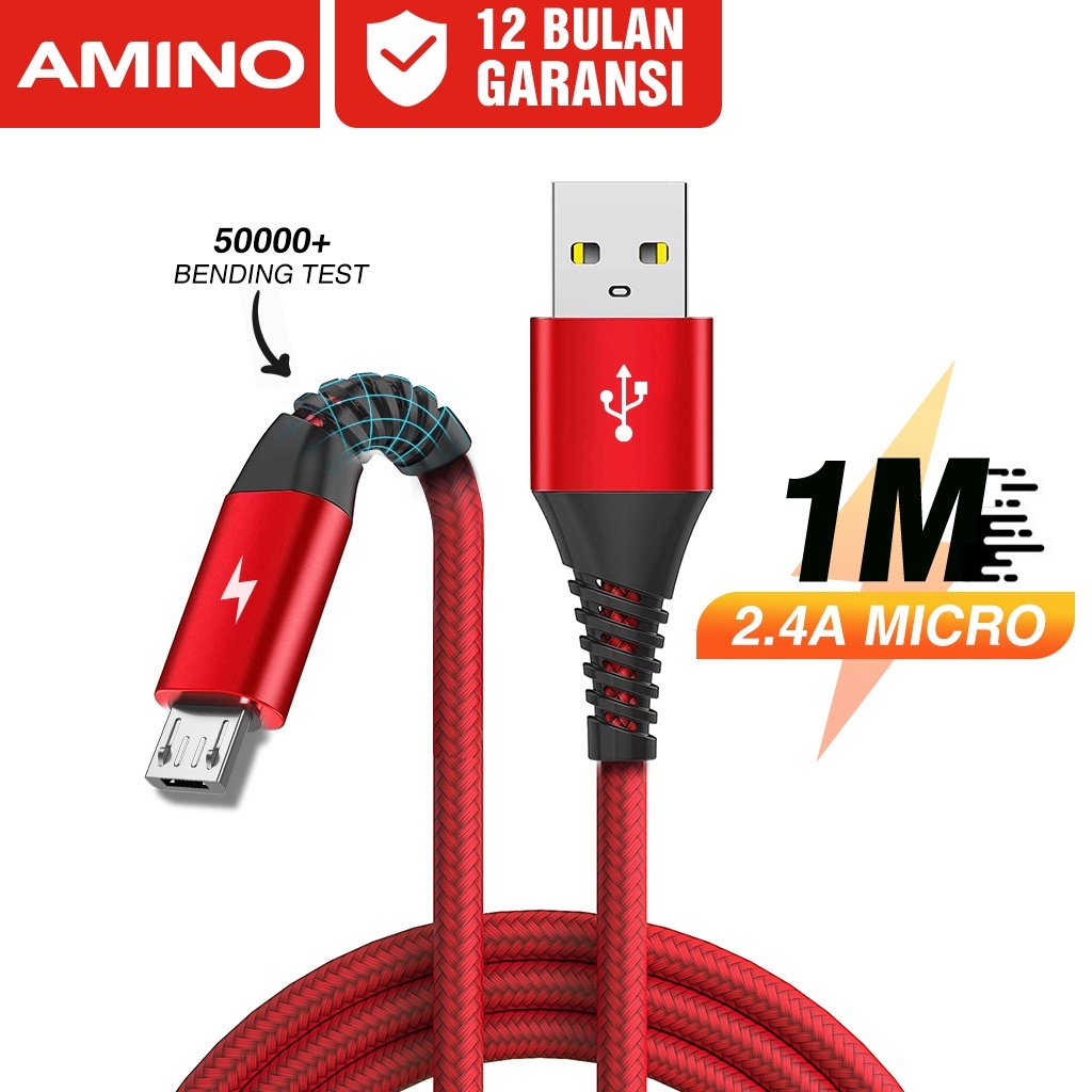 Jual Kabel Charger Micro USB 2.4A AMINO Cable Data Fast Charging Untuk