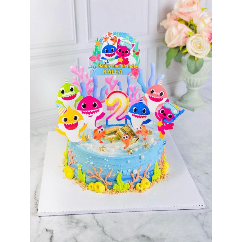 Jual kue ulang tahun anak birthday baby shark topper cake | Shopee
