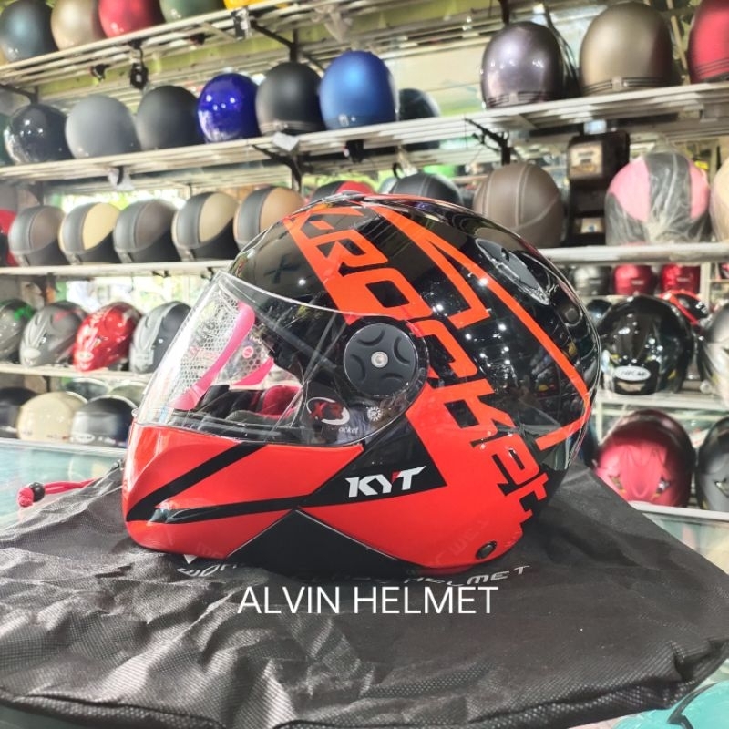 Jual helm full face kyt xrocket motif 4 black/red / kyt xrocket seri 4
