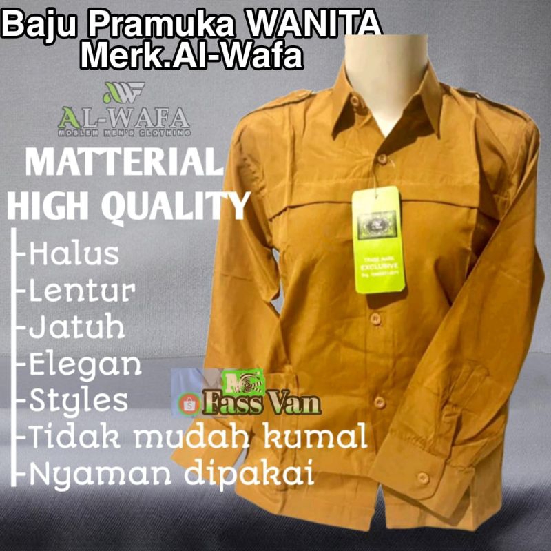 Jual Alwafa Baju Seragam pramuka wanita (plang Dada) | Shopee Indonesia