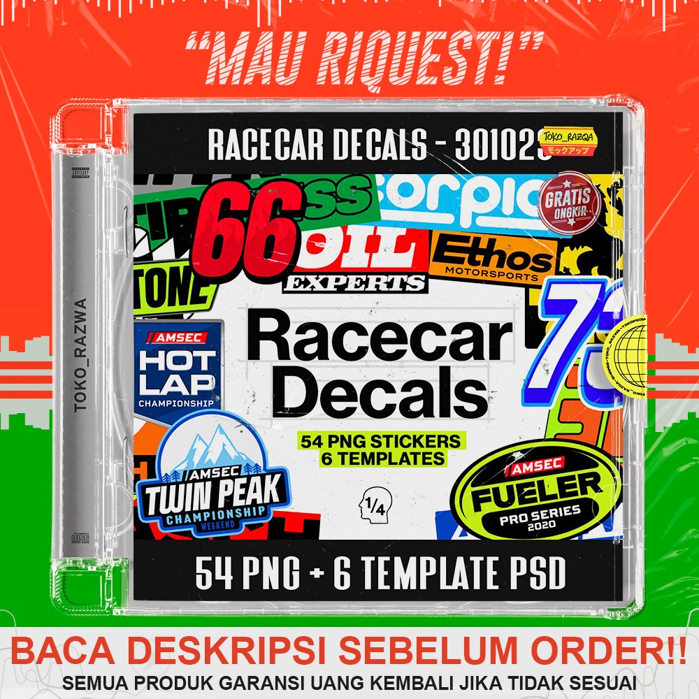 Jual 54 PNG + 6 Template PSD - Racecar Decals - 301023 | Shopee Indonesia