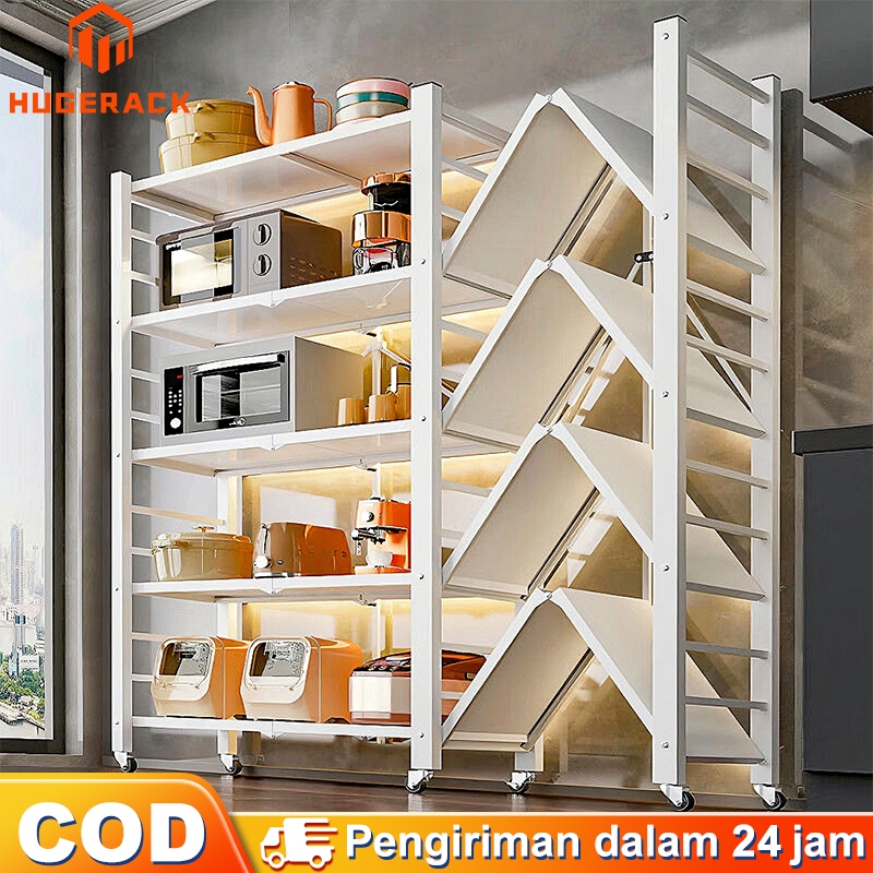 Jual Rak Lipat Putih Rak Dapur Multi-fungsi Rak Penyimpanan dengan roda ...