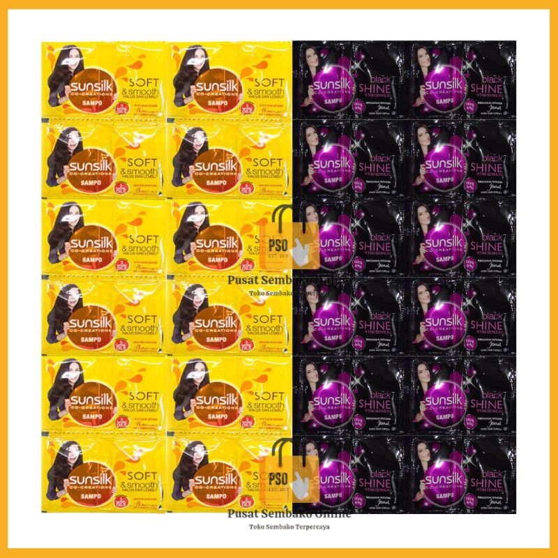 Jual Sampo Sunsilk Black Shine Dan Soft And Smooth Shampoo Sachet 12