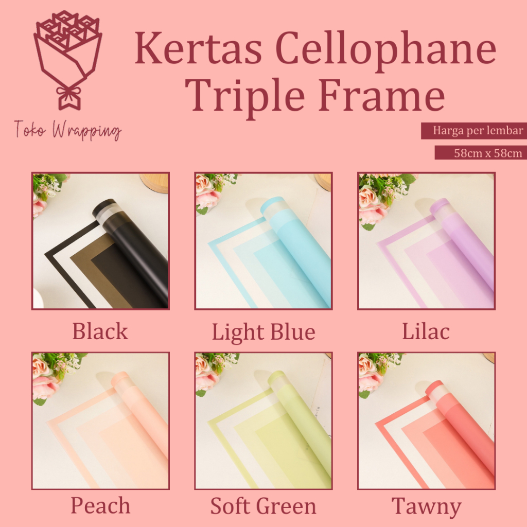 Jual Kertas Cellophane Buket Bunga (Triple Frame) Flower Wrapping Paper ...