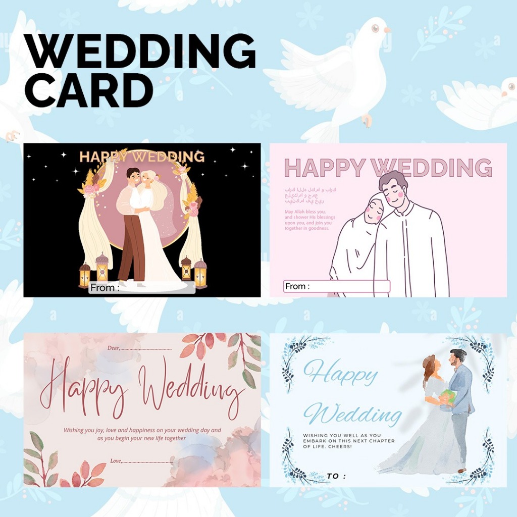 Jual Greeting Card Happy WEDDING / Gift Card Kartu Polosan Pernikahan
