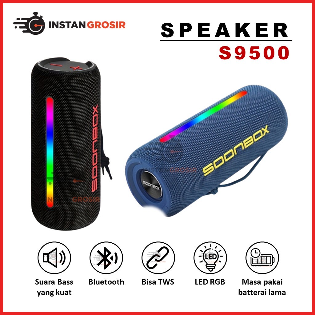Jual Speaker Bluetooth Bass S9500 S-9500 LED Light RGB Spiker blutut ...