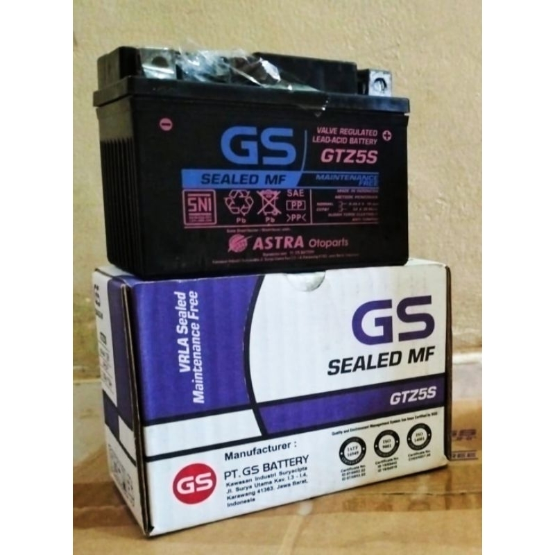 Jual Aki GS / Aki GTZ-5S ( aki kering ) Beat, vario 110, supra x 125