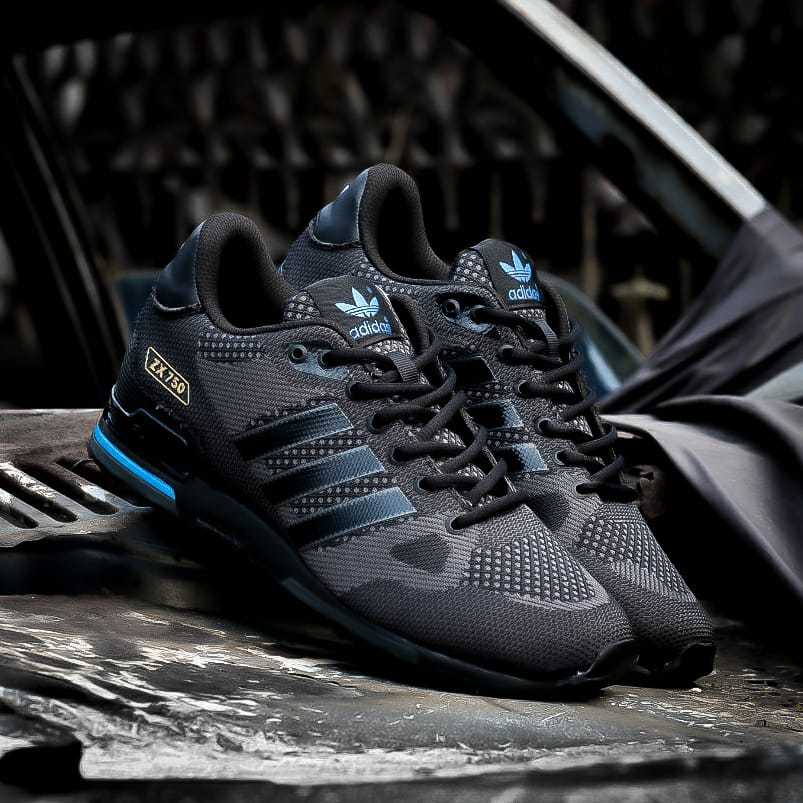 Jual AD1DAS ZX 750 FULLBLACK BLUE Shopee Indonesia