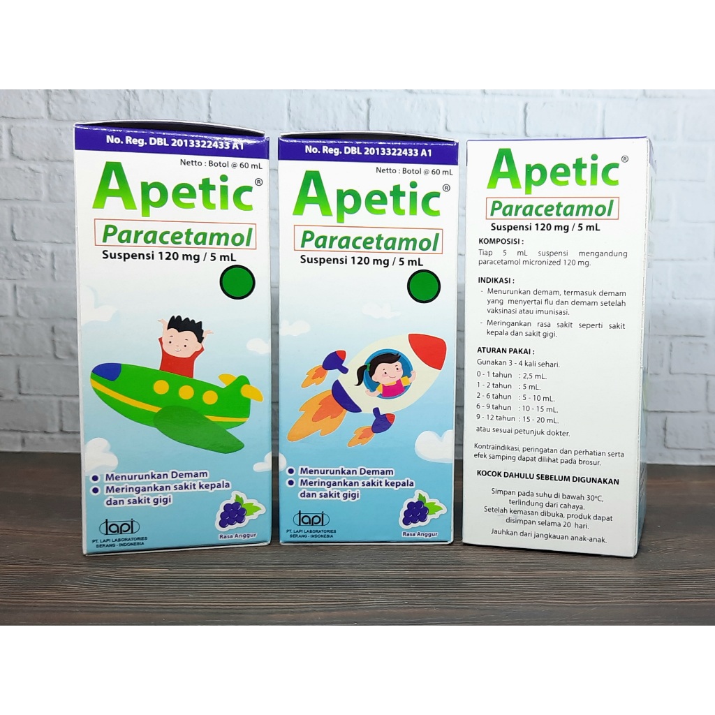 Jual Apetic Syrup 60 ml Penurun Demam Anak Paracetamol Micronized Sirup ...