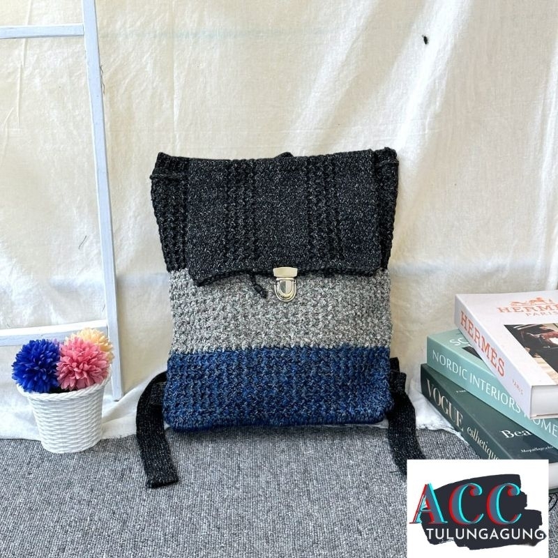 Jual TAS RANSEL RAJUT AESTHETIC BAG TAS DEWASA REMAJA | Shopee Indonesia