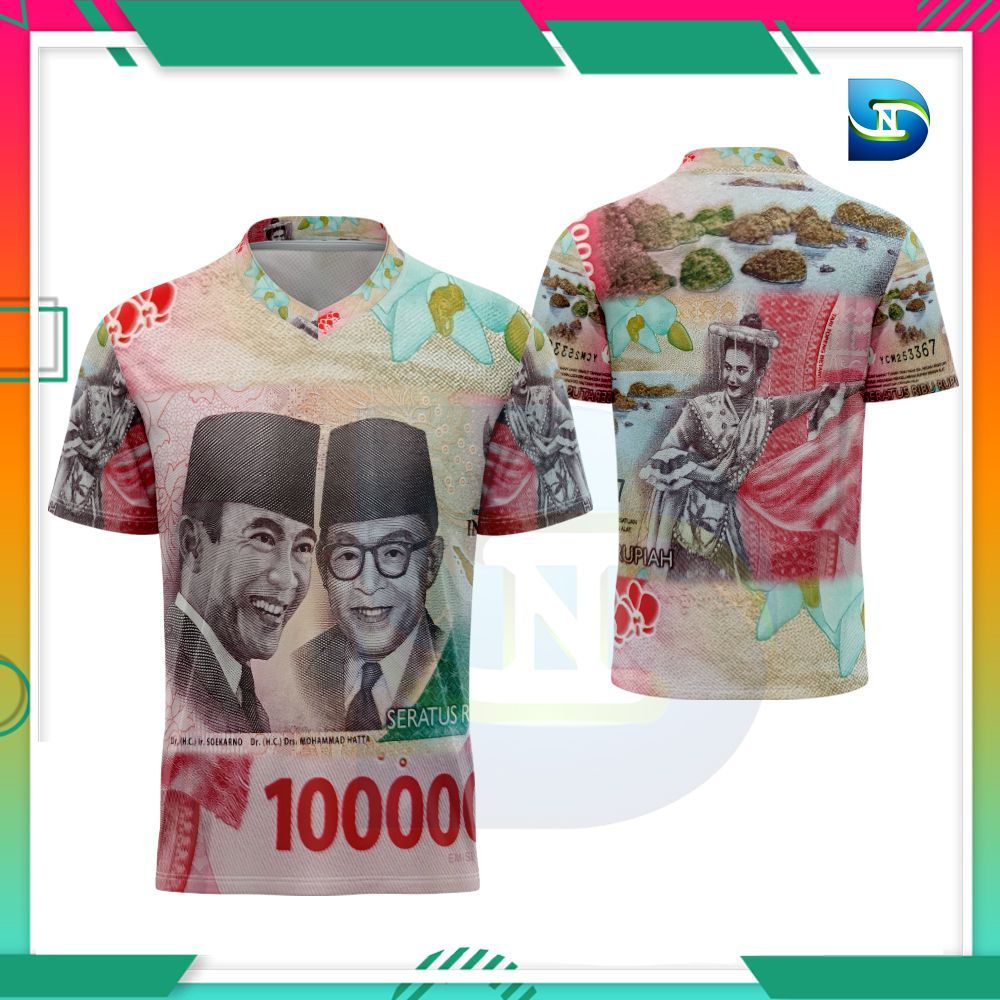 Jual Kaos Jersey Pria Custom Uang 100 Ribu || Baju Kaos Pria Logo Uang ...