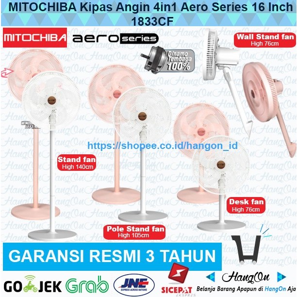 Jual Mitochiba Kipas Angin Portable 4in1 Aero Series 16 Inch 1833cf Low