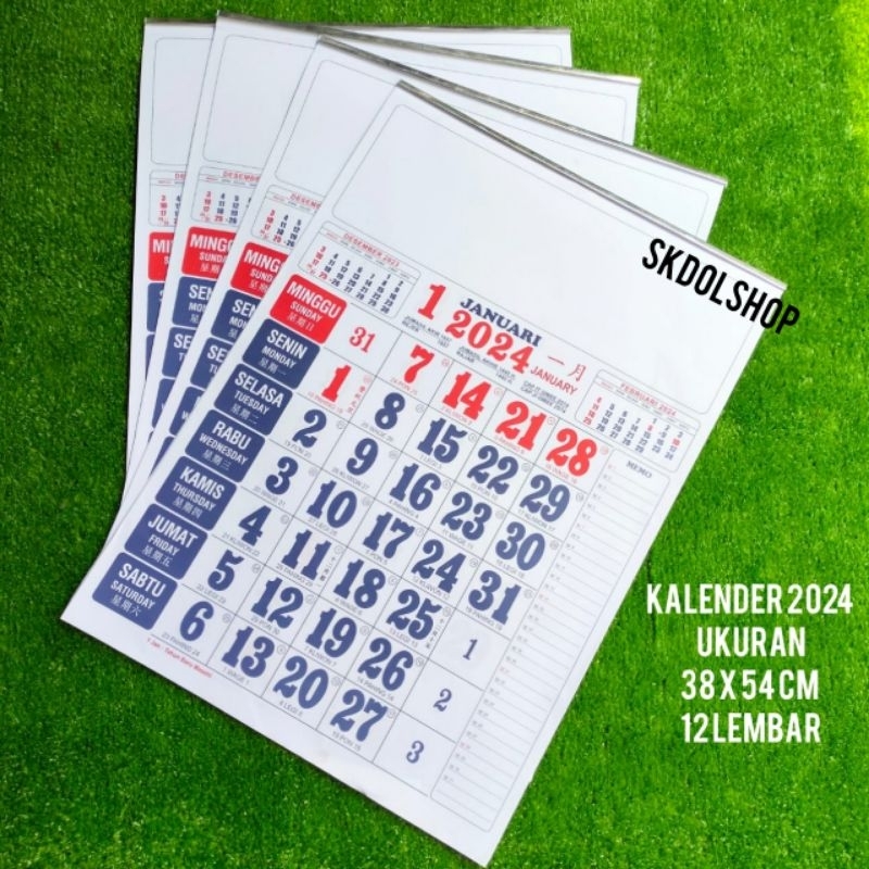 Jual Kalender kerja standar MJ 2024 38 x 54 cm 12 lembar 1 bulanan