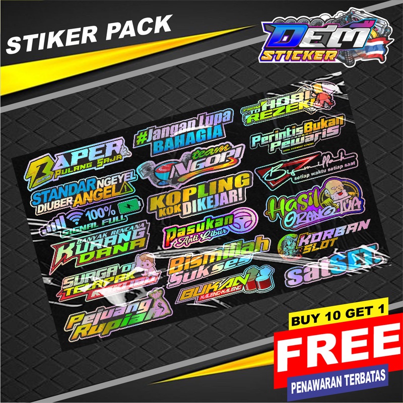 Jual STIKER PACK BAPER DAN KATA KATA VIRAL BERKUALITAS STIKER MOTOR
