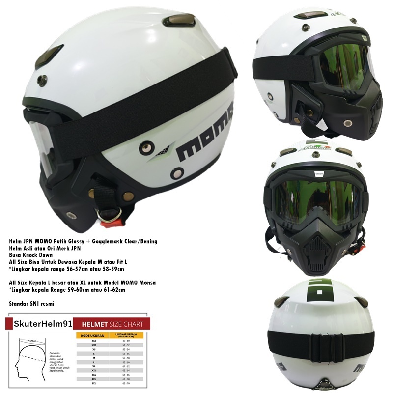 Jual Helm Dewasa JPN MONSA MOMO Japstyle Paket Touring Retro Klasik ...